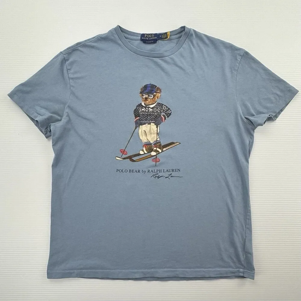 Polo Ralph Lauren Polo Bear Ski T Shirt Mens M Blue Classic Fit Graphic Tee